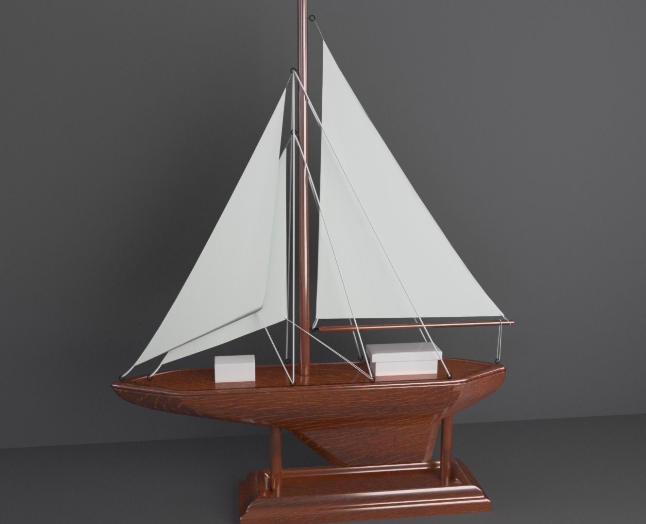 Model Boat wooden sailboat 3D model_1