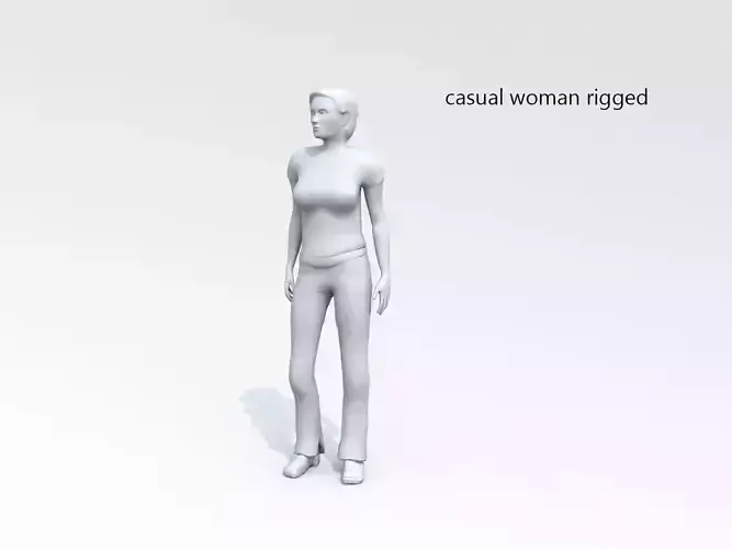 Casual woman rigged lowpoly 01