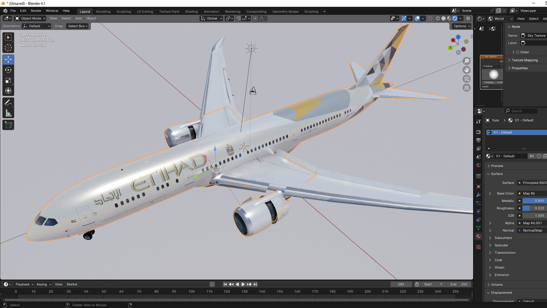 Boeing 787-9 Etihad airways livery Low-poly 3D model_19