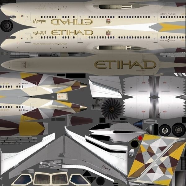 Boeing 787-9 Etihad airways livery Low-poly 3D model_21