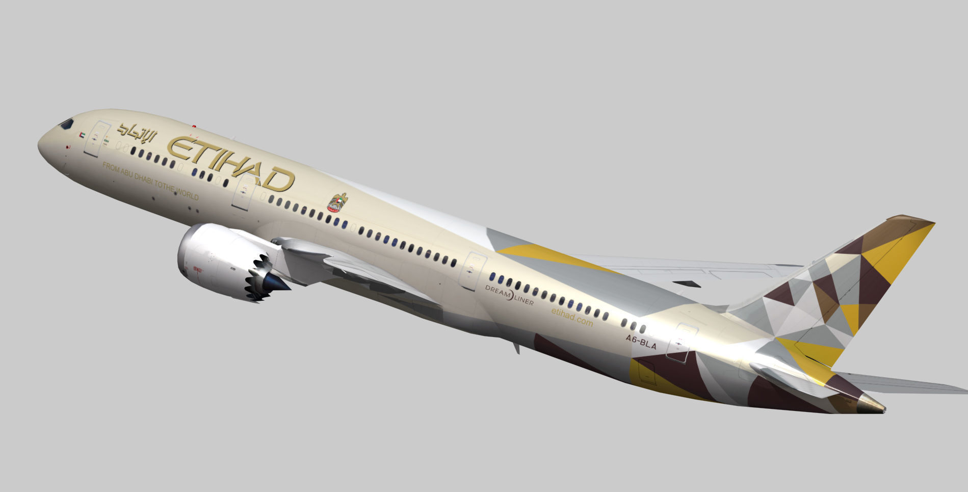 Boeing 787-9 Etihad airways livery Low-poly 3D model_2