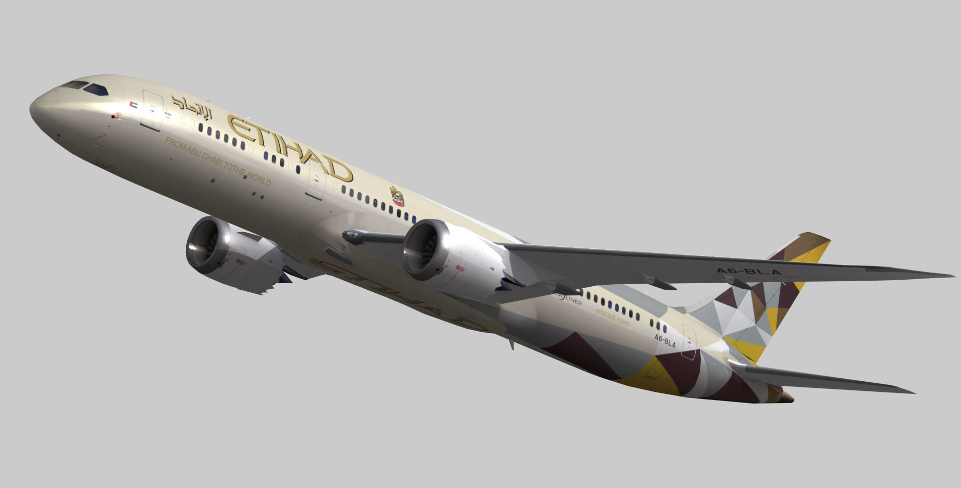 Boeing 787-9 Etihad airways livery Low-poly 3D model_1