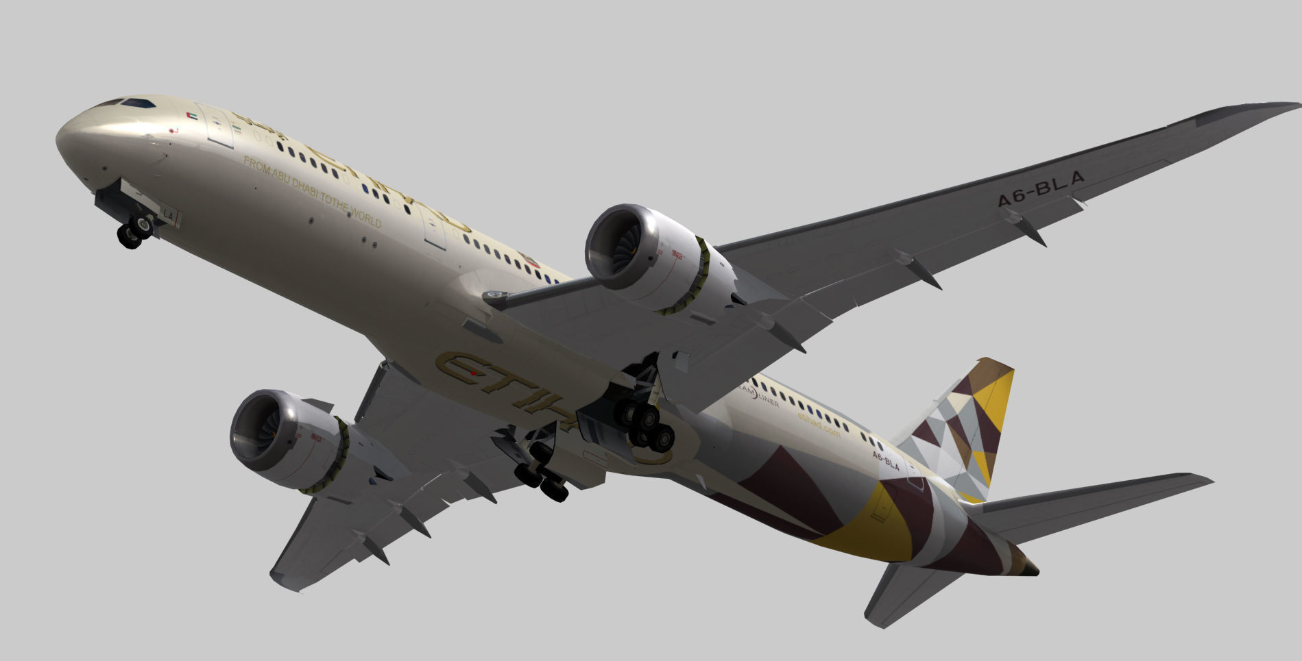 Boeing 787-9 Etihad airways livery Low-poly 3D model_3