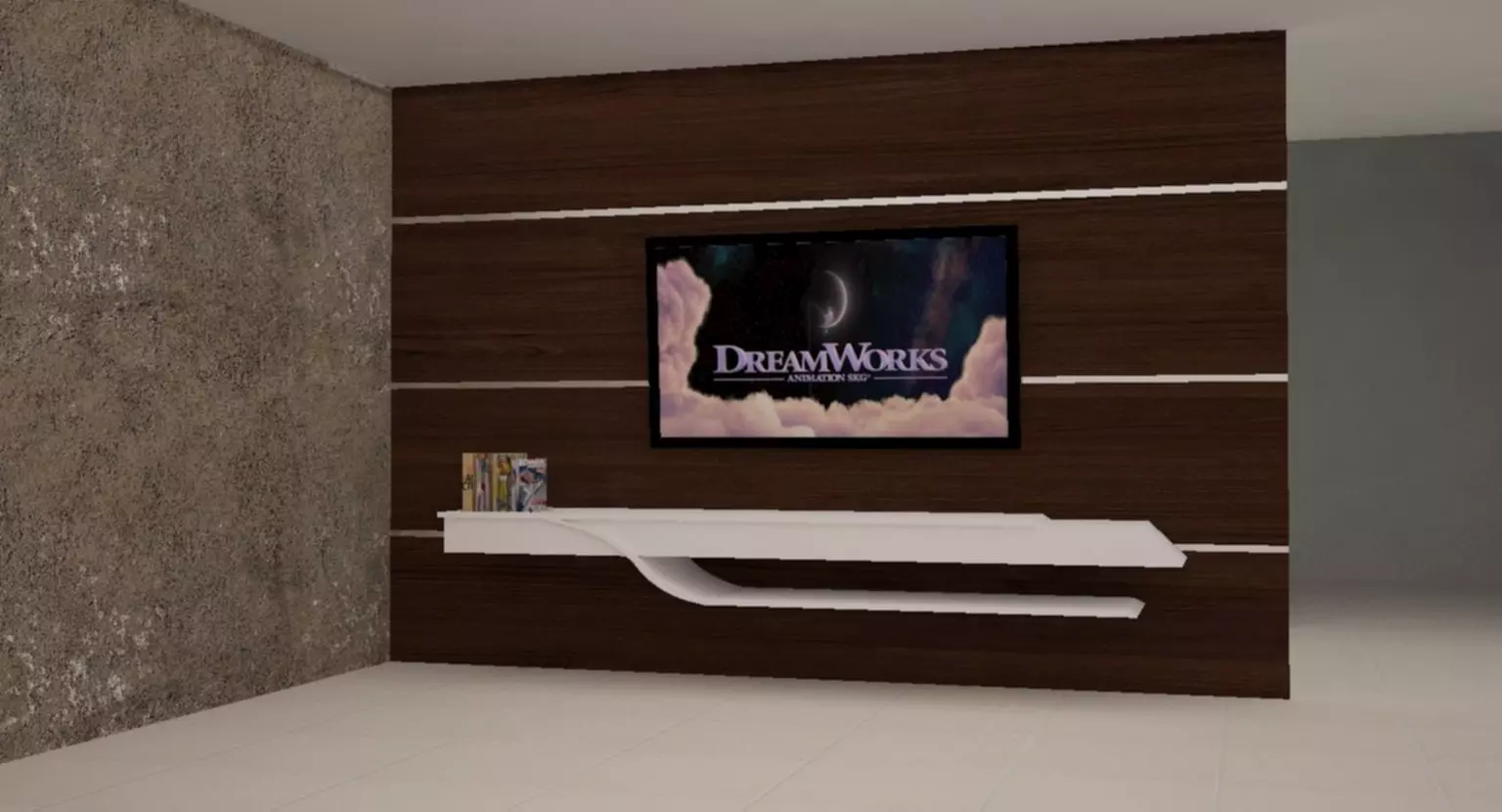 Entertainment center TV Low-poly 3D model