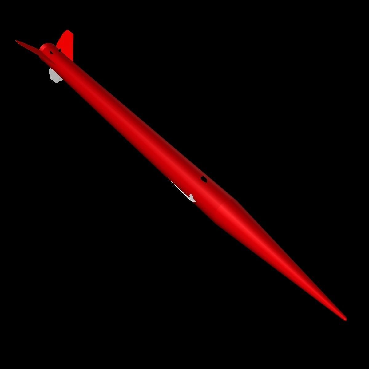 Black Brant III Sounding Rocket Low-poly 3D model_11
