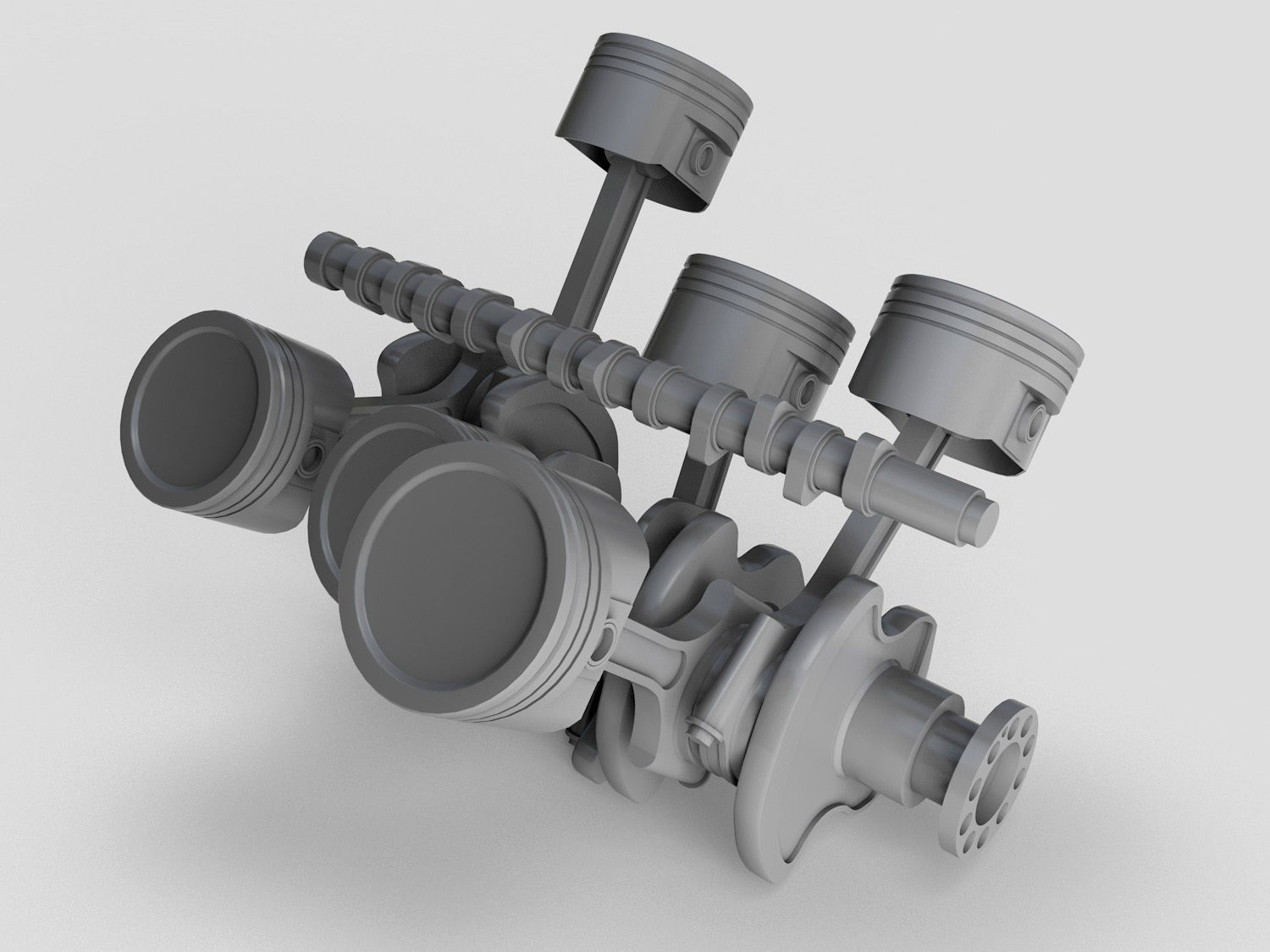 Crankshaft with pistons Free 3D model_2