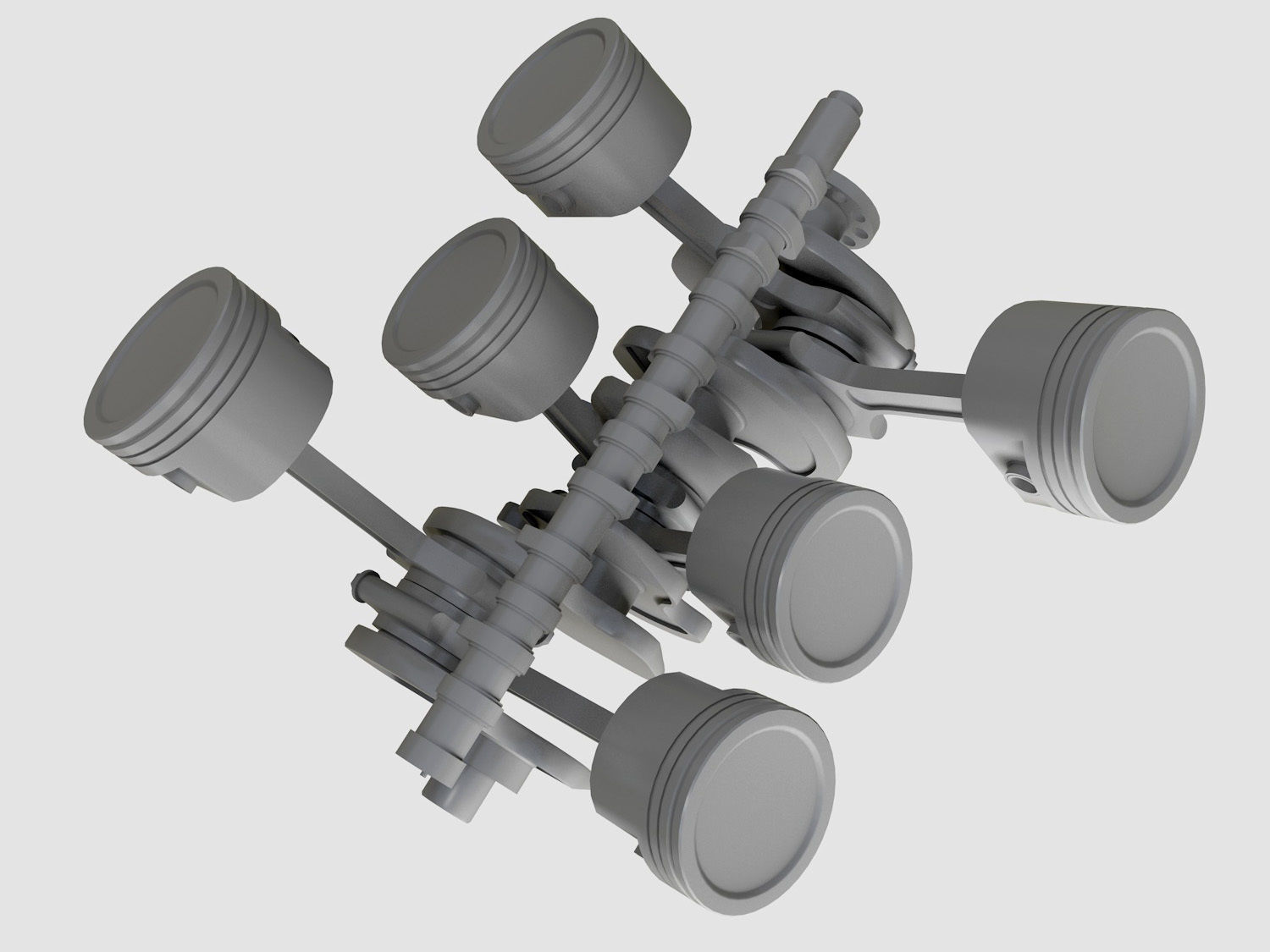 Crankshaft with pistons Free 3D model_3