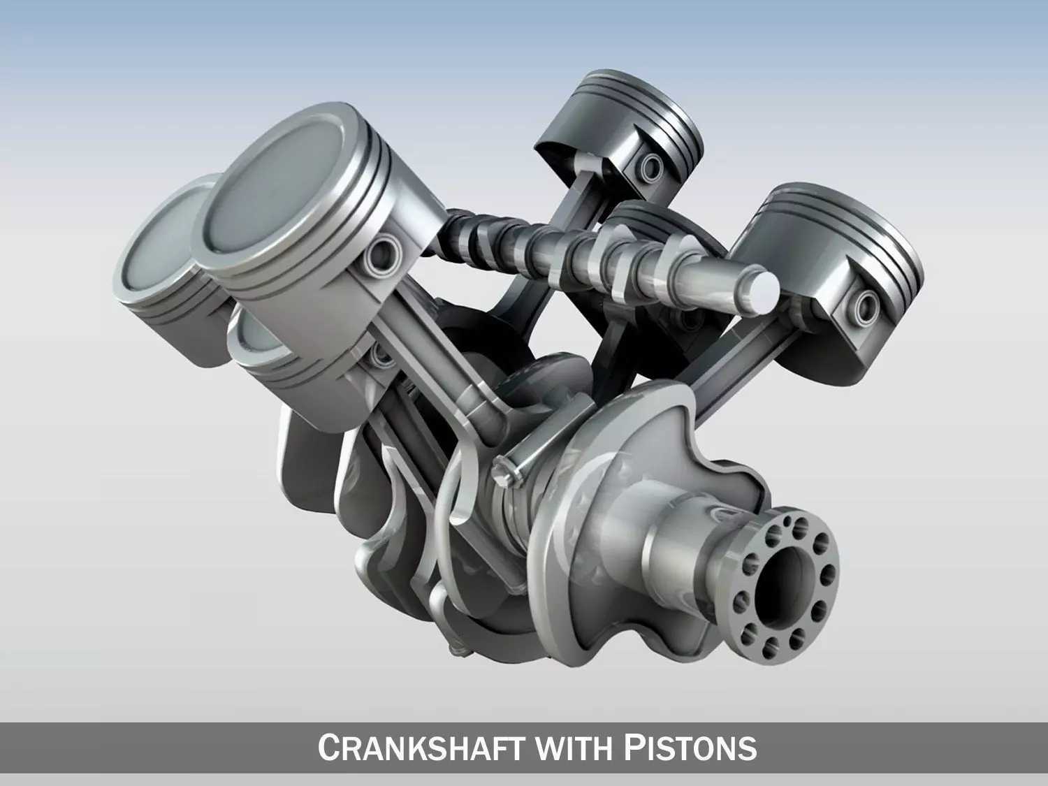 Crankshaft with pistons Free 3D model_0