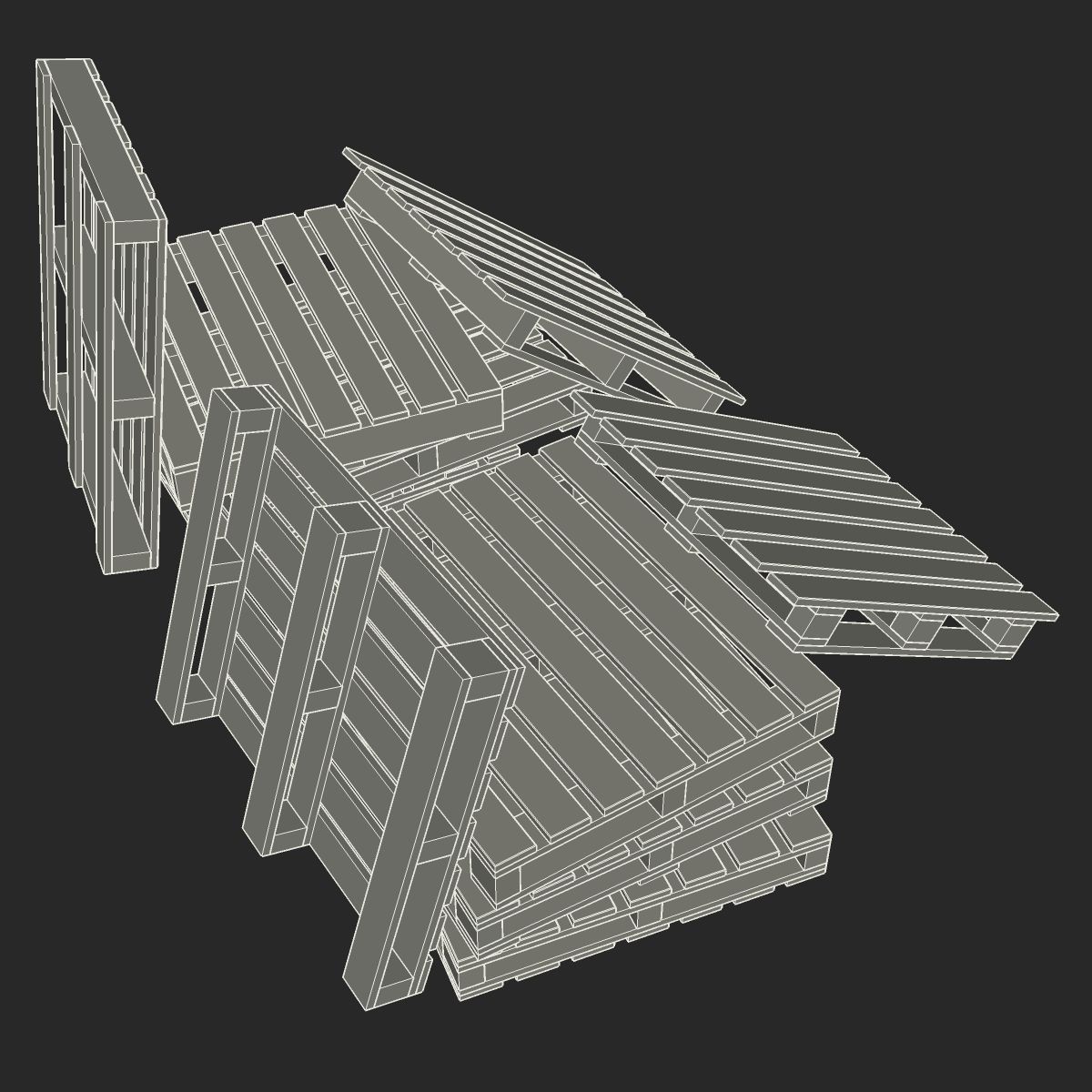 European pallets collection Low-poly 3D model_6