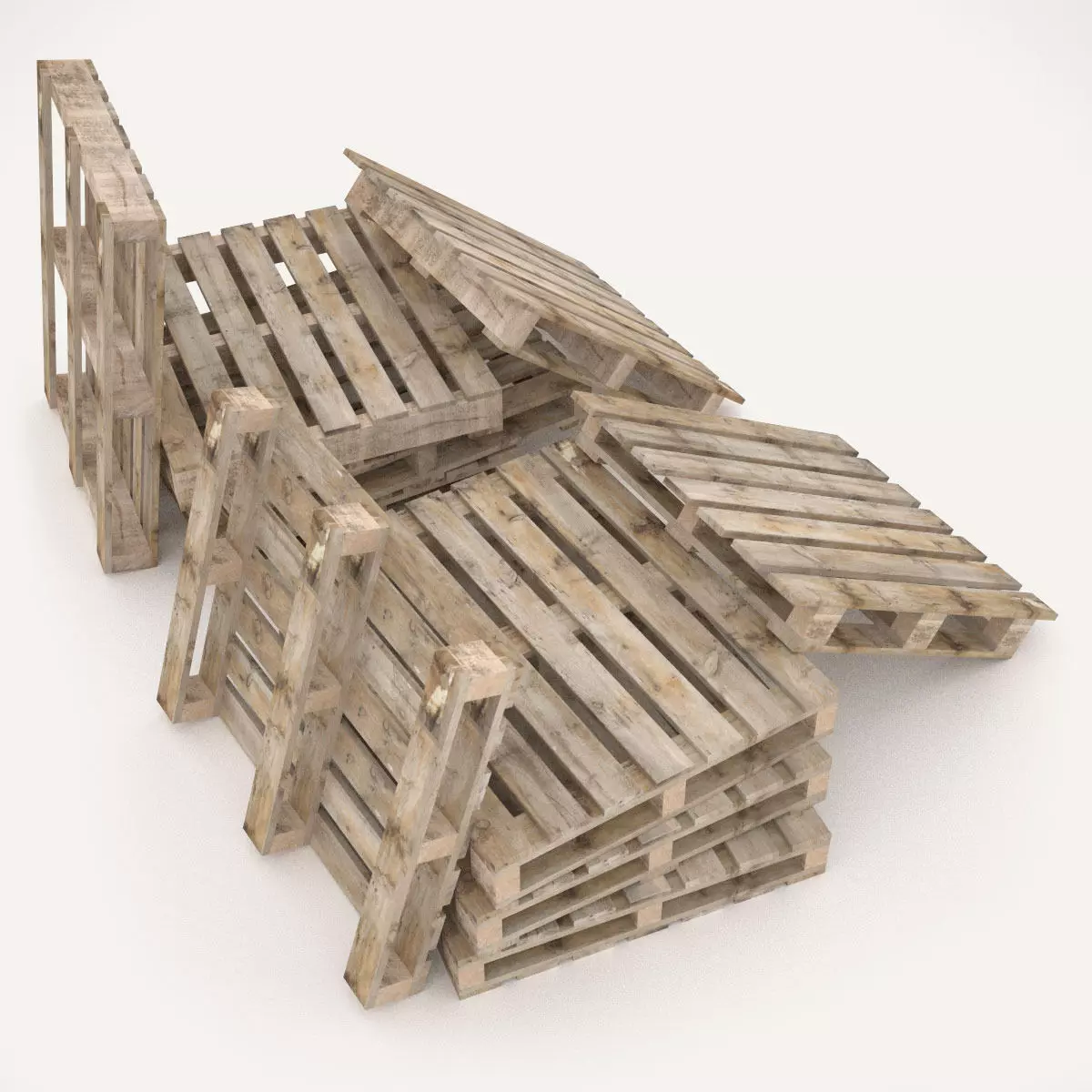 European pallets collection Low-poly 3D model_0