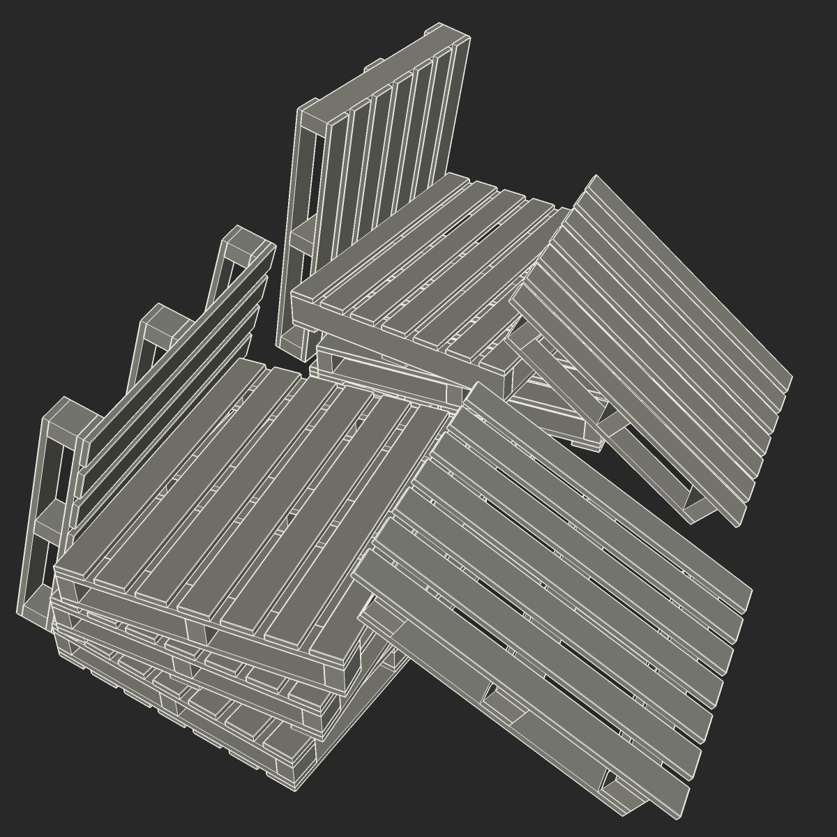 European pallets collection Low-poly 3D model_3