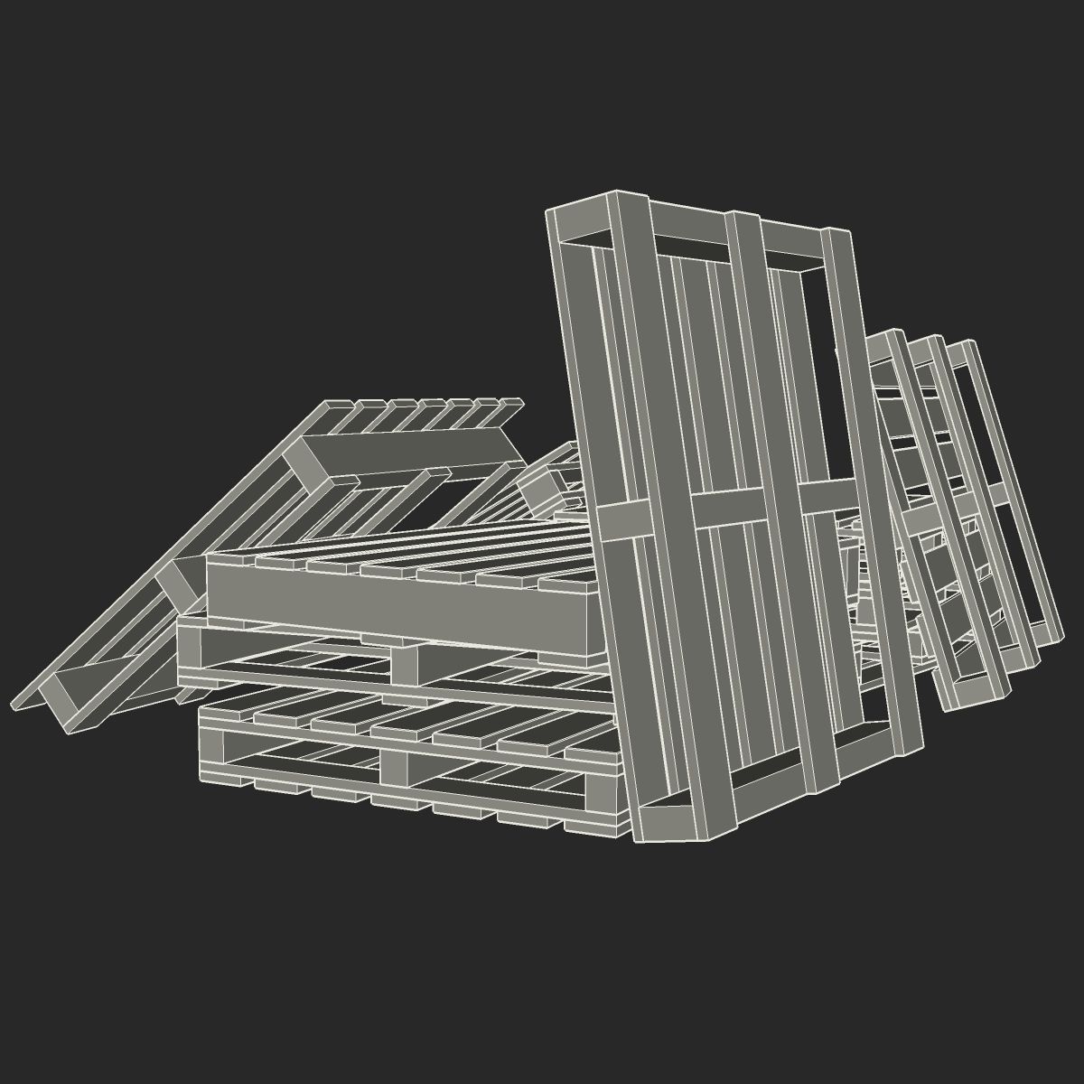 European pallets collection Low-poly 3D model_4
