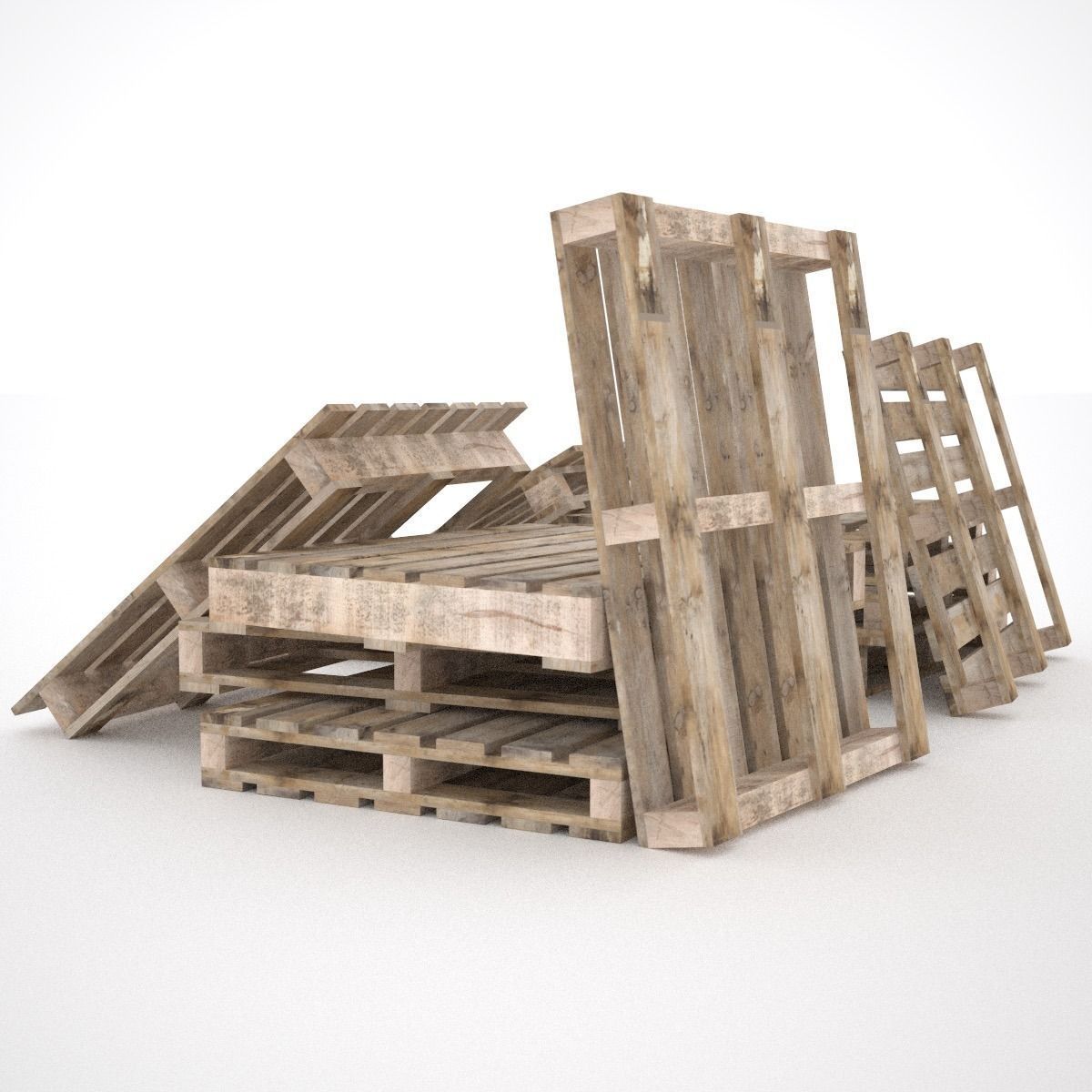 European pallets collection Low-poly 3D model_5