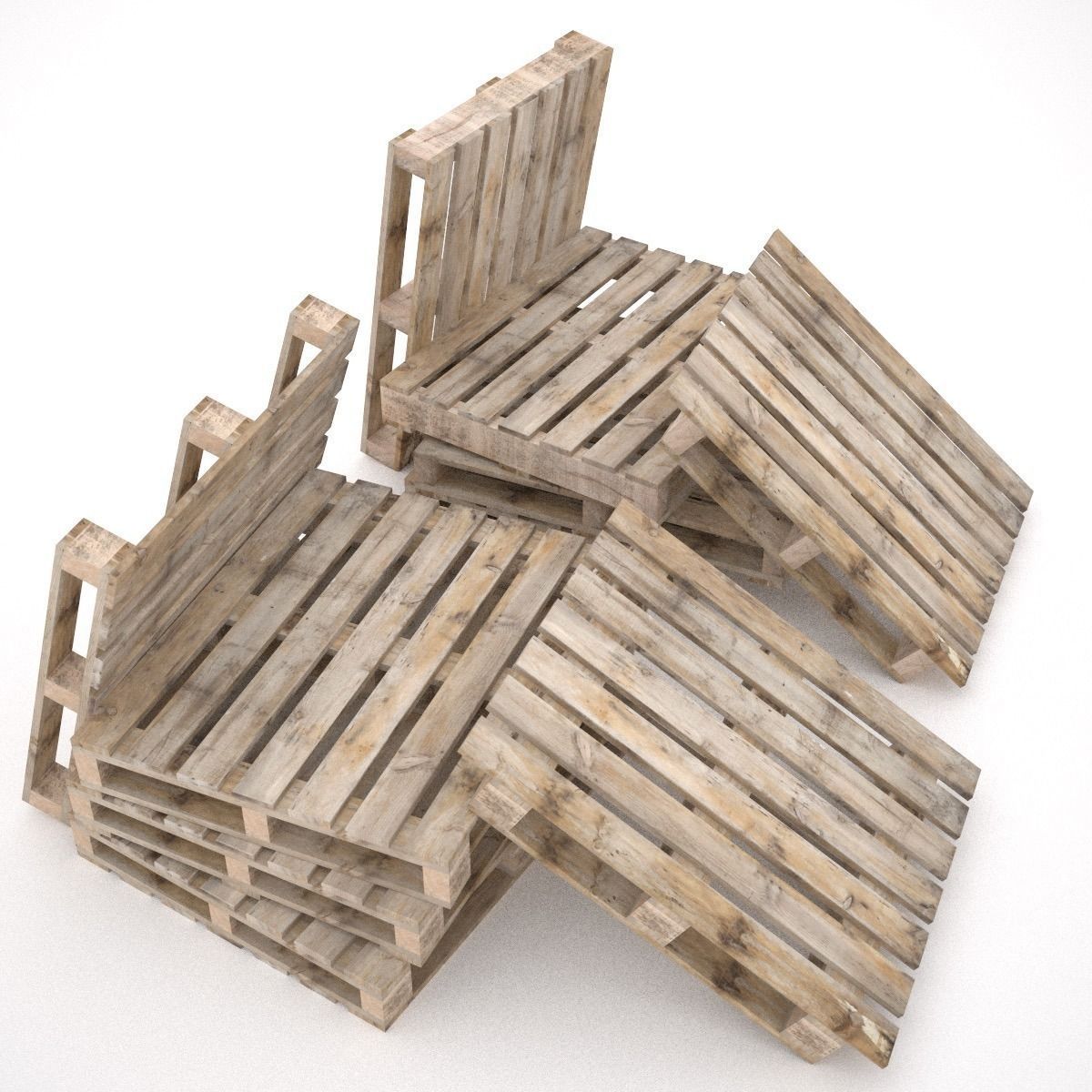 European pallets collection Low-poly 3D model_2