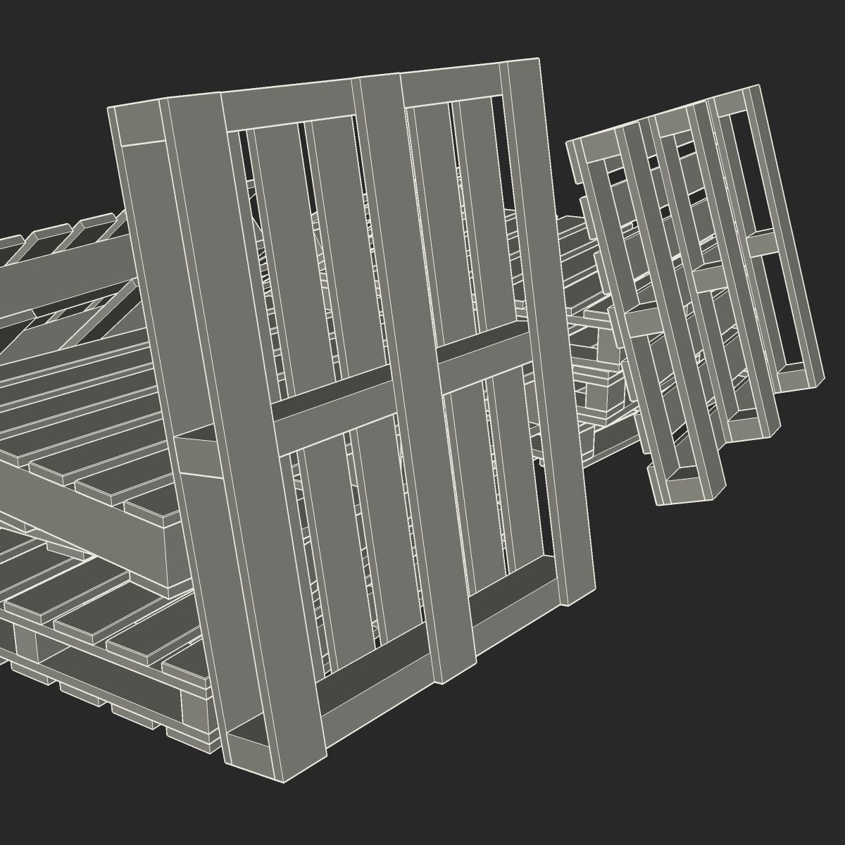 European pallets collection Low-poly 3D model_7