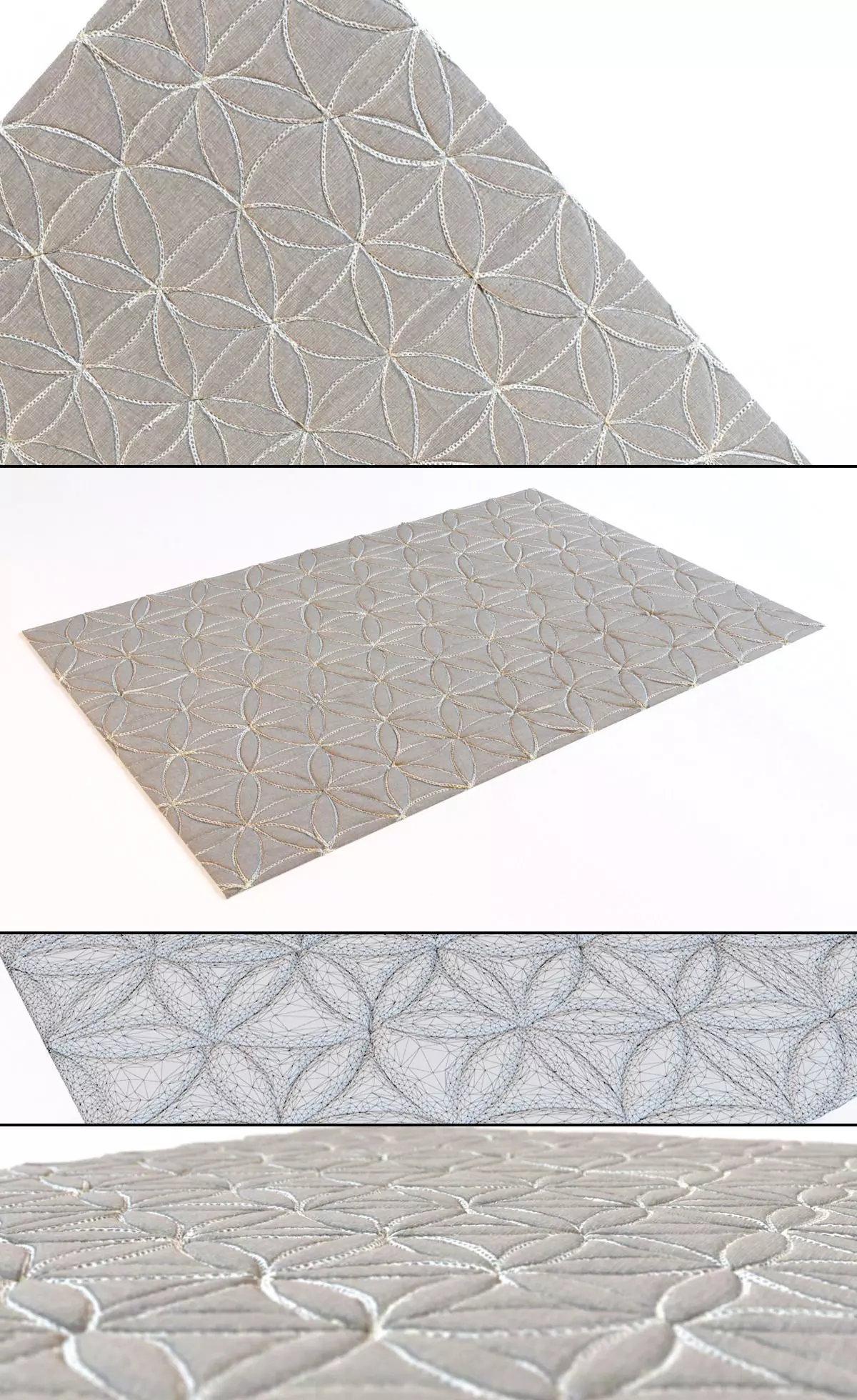 Carpet flower pattern 3D model_0