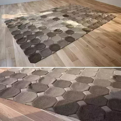 Carpet rug with hexagons 3D model