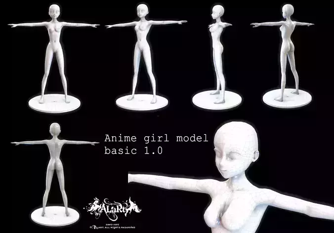 Anime girl basic Free 3D model