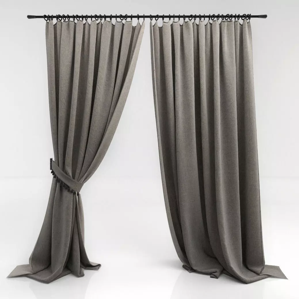 Curtains curtain hanging on rod 3D model