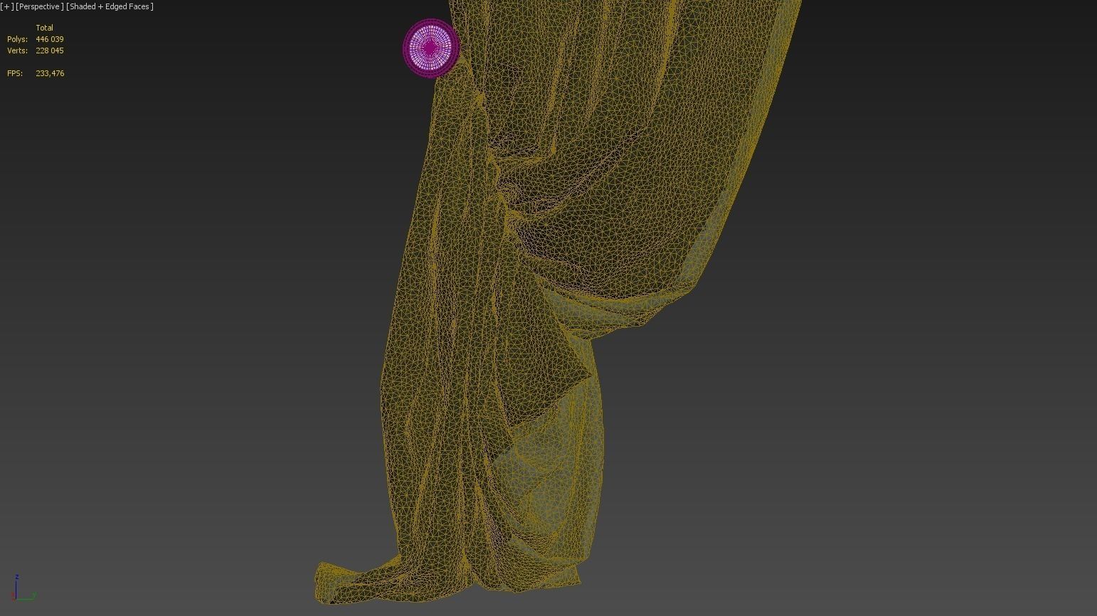 Curtains pair of hanging on rod 3D model_3