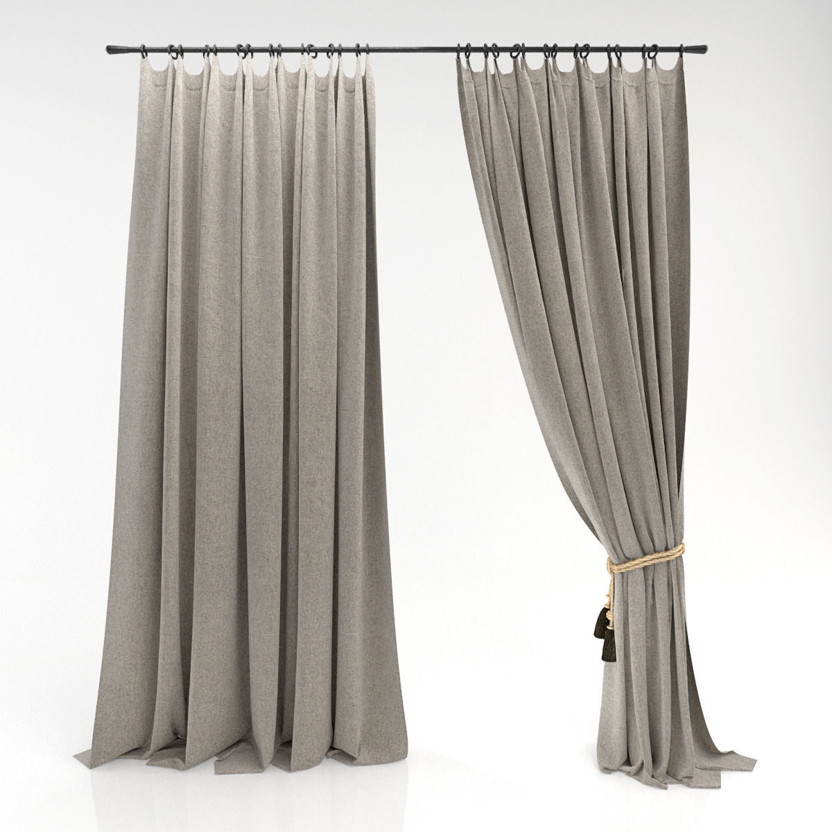 Curtains curtain with tassels 3D model_2