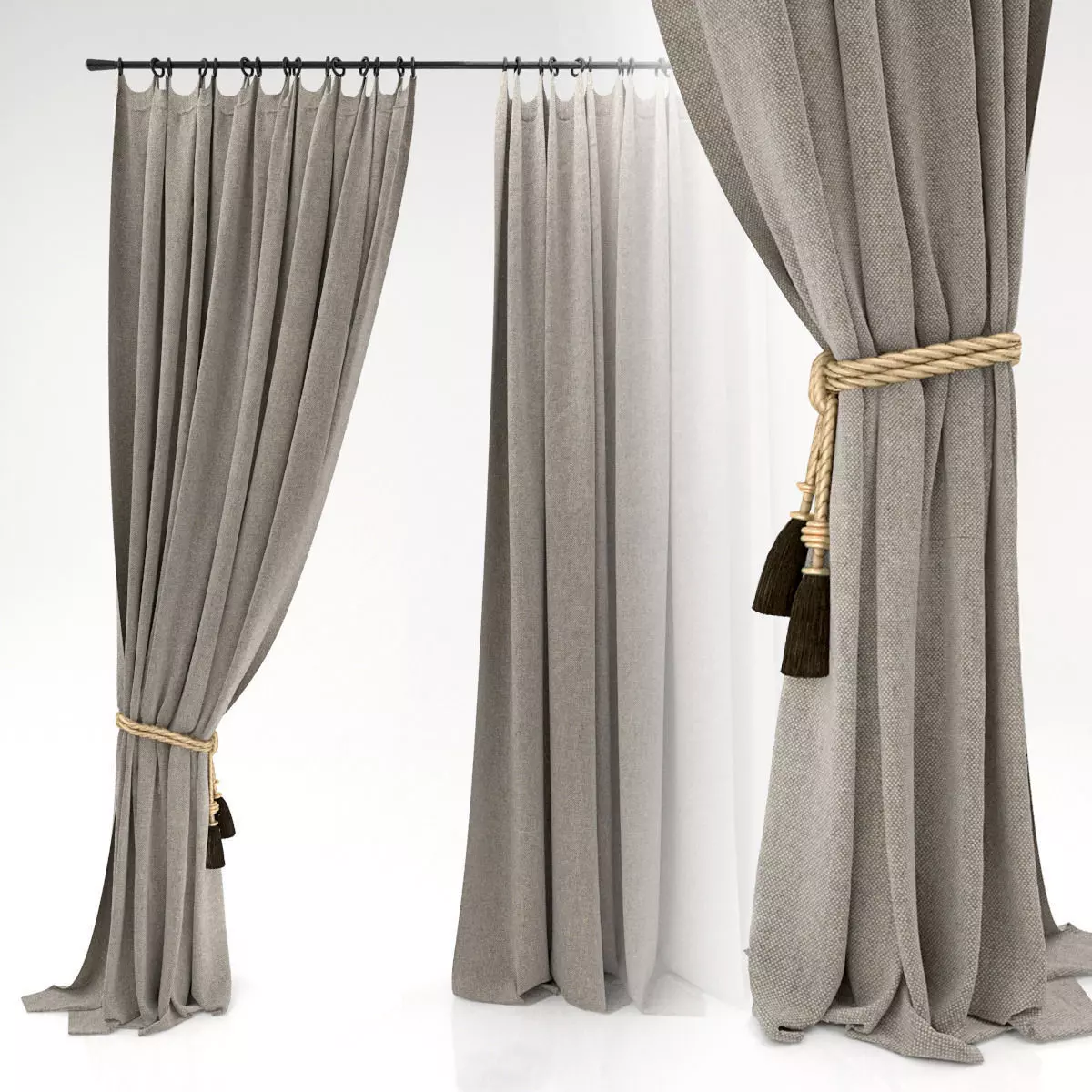 Curtains curtain with tassels 3D model_0