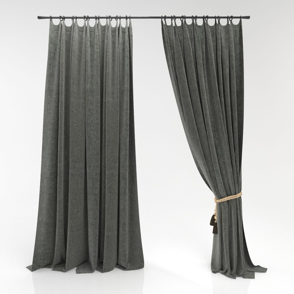 Curtains curtain with tassels 3D model_1