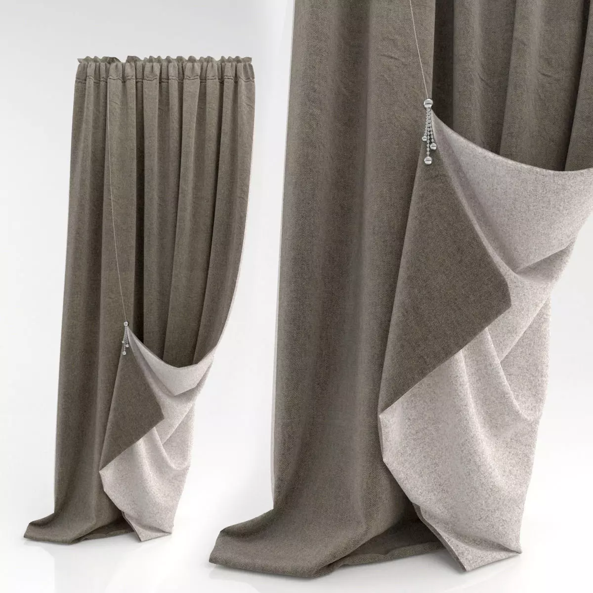 Curtains pair of 3D model