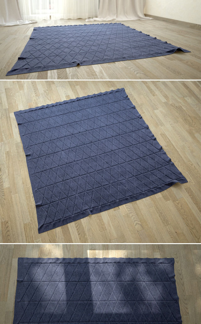 Carpet waterproof camping mat - navy 3D model_2