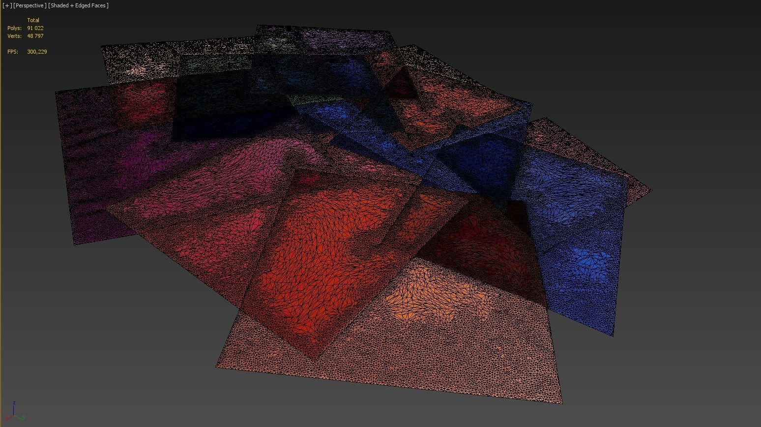 Carpet pile of different colored squares 3D model_4