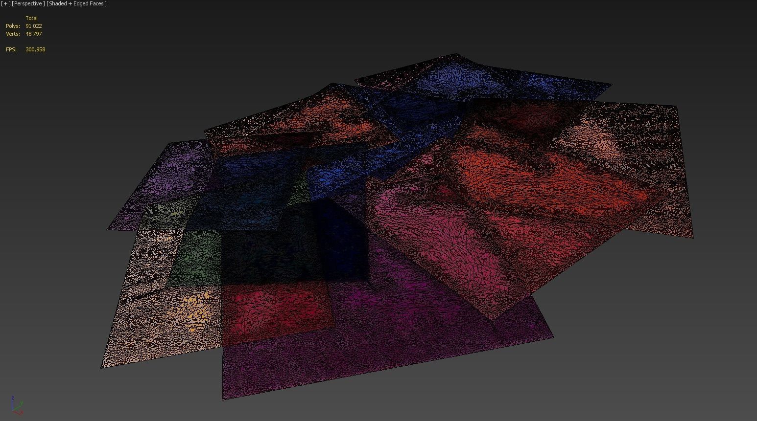 Carpet pile of different colored squares 3D model_2