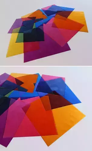 Carpet pile of different colored squares