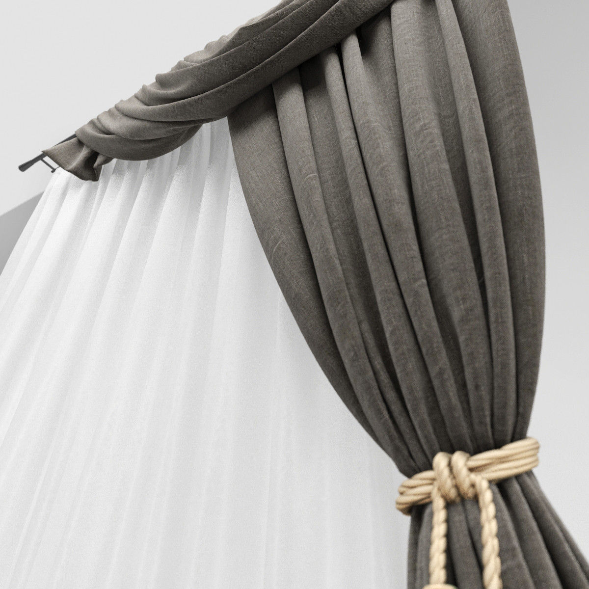 Curtains curtain with tassels 3D model_5