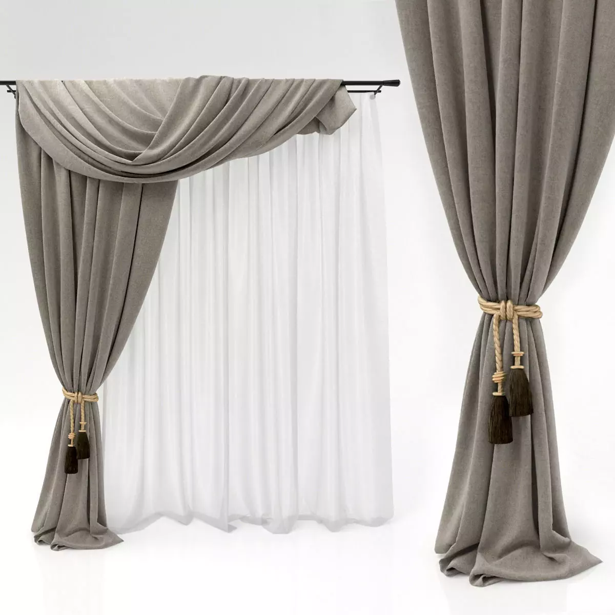 Curtains curtain with tassels 3D model_0