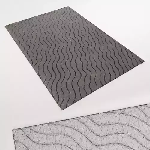 Carpet area rug with wavy lines 3D model
