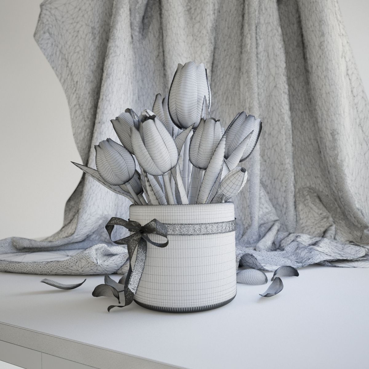 Bouquet of tulips 3D model_3