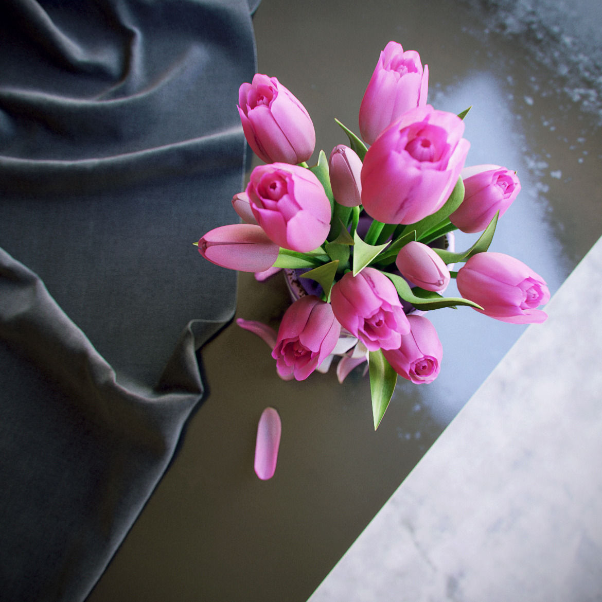 Bouquet of tulips 3D model_2