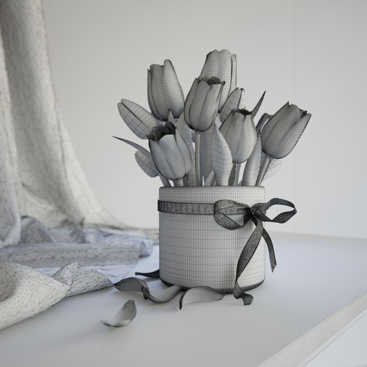 Bouquet of tulips 3D model_4