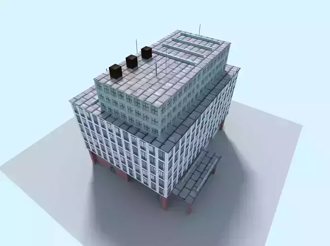 Building office on sky Low-poly 3D model