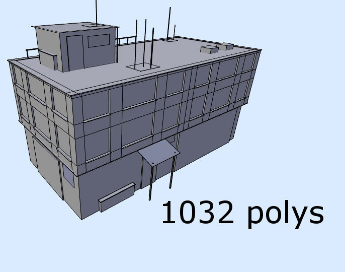 Building with roof Low-poly 3D model_5