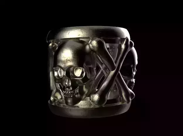 Bone collection skull and crossbones ring