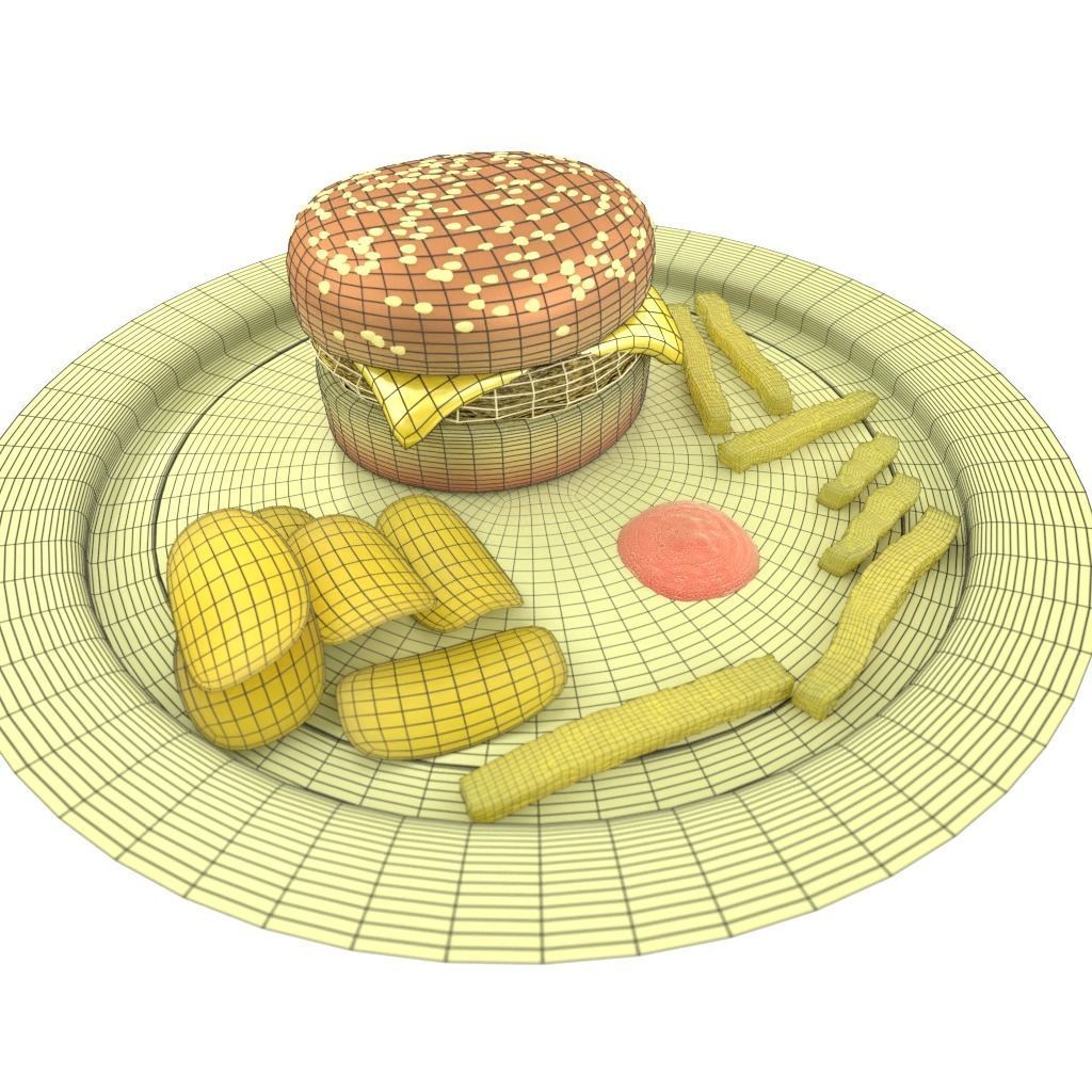 Burger Chips and Fries 3D model_6
