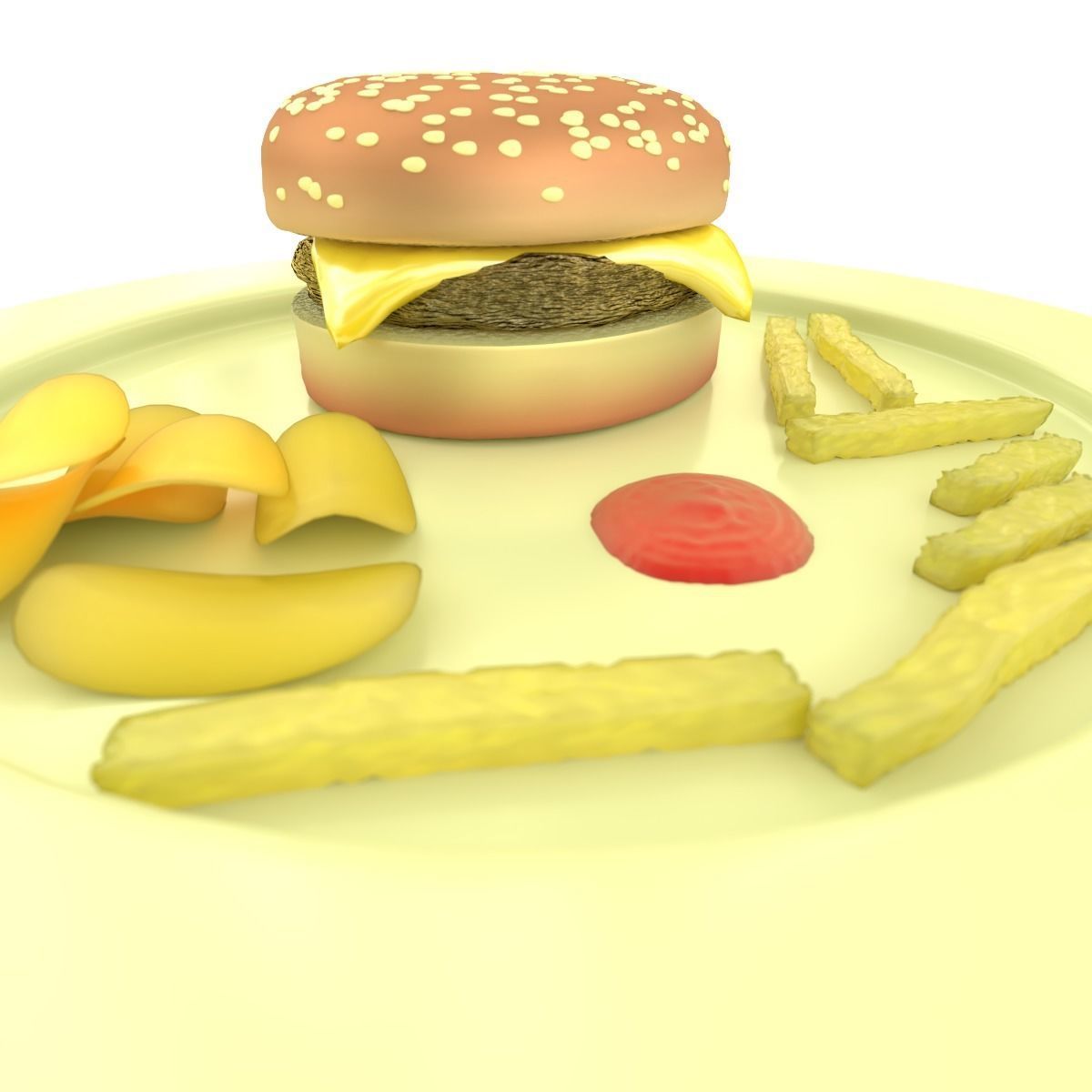 Burger Chips and Fries 3D model_1