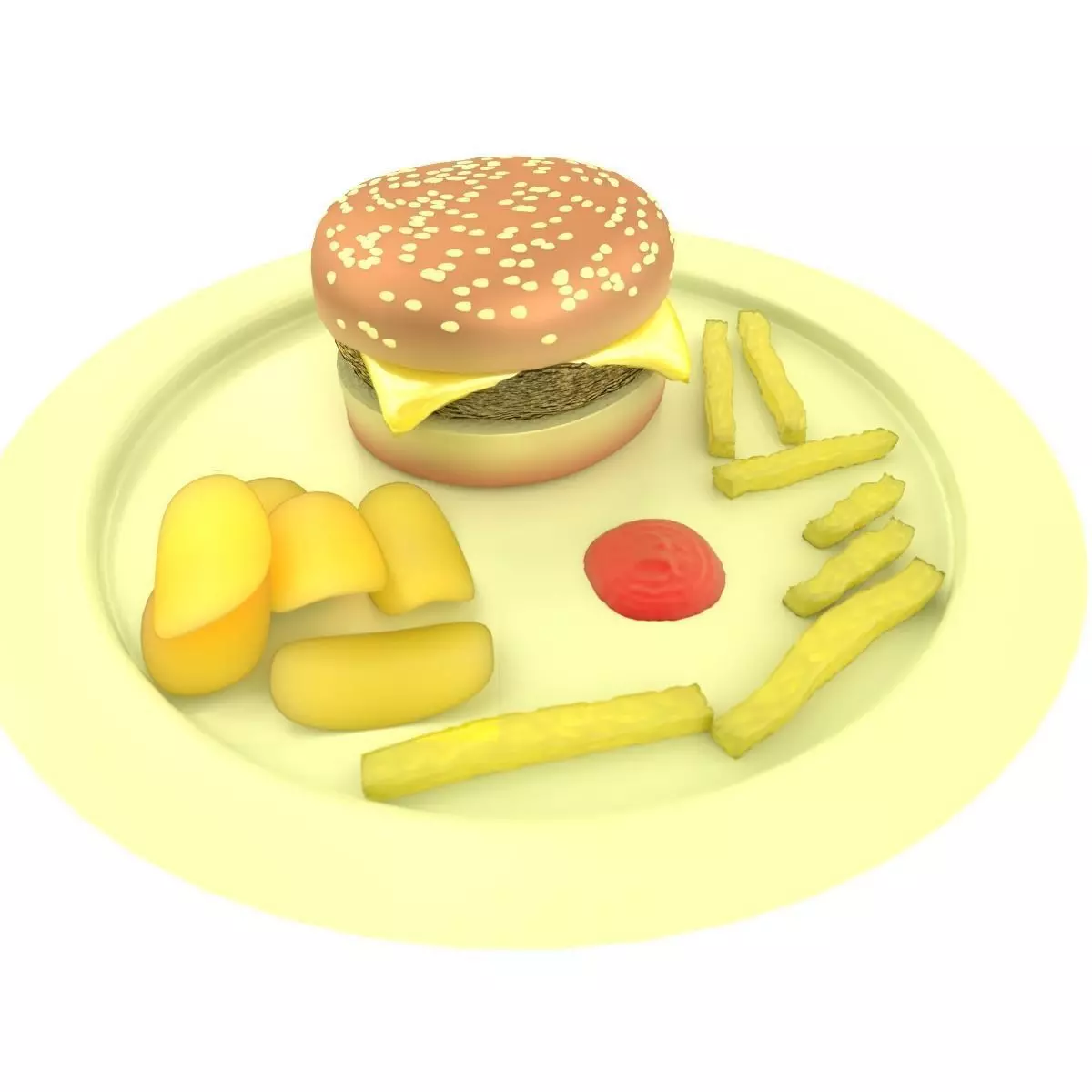 Burger Chips and Fries 3D model_0