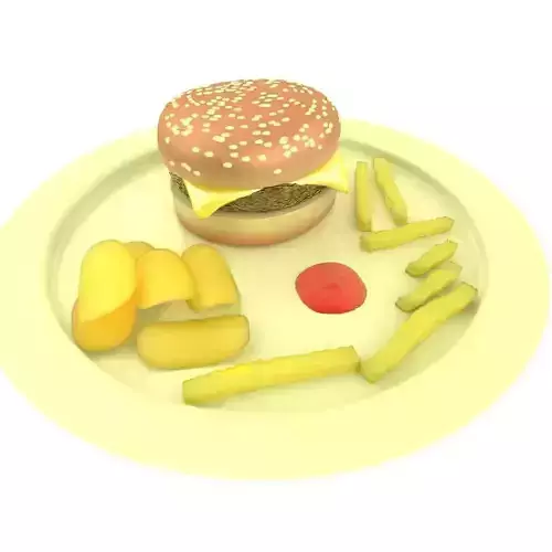 Burger Chips and Fries 3D model