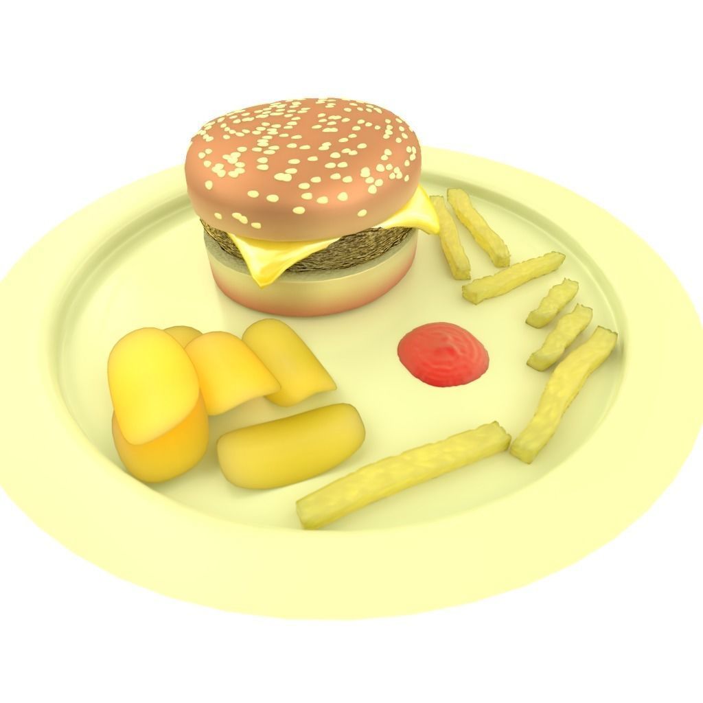 Burger Chips and Fries 3D model_7