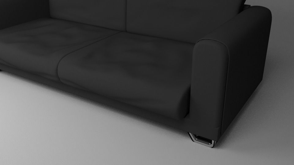 Black Fabric Couch Sofa 3D model_1