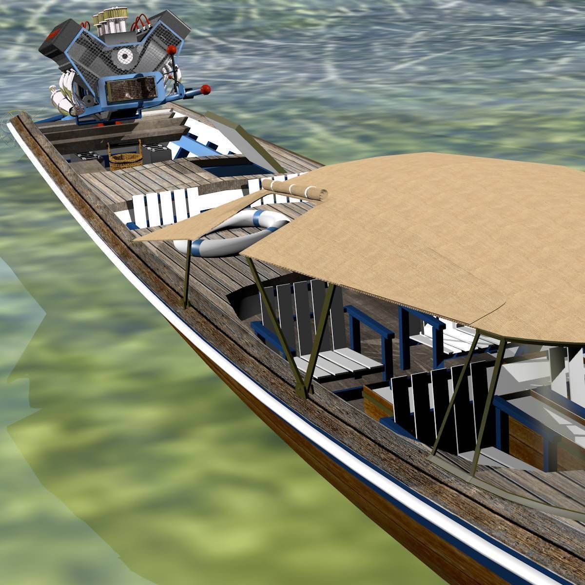 Long Tail Canoe 3D model_3