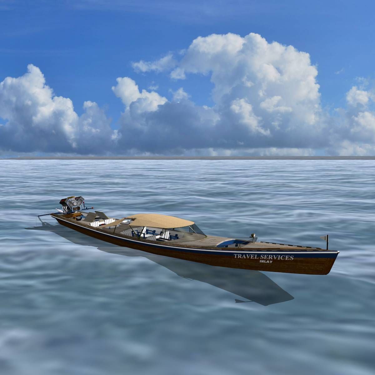 Long Tail Canoe 3D model_12