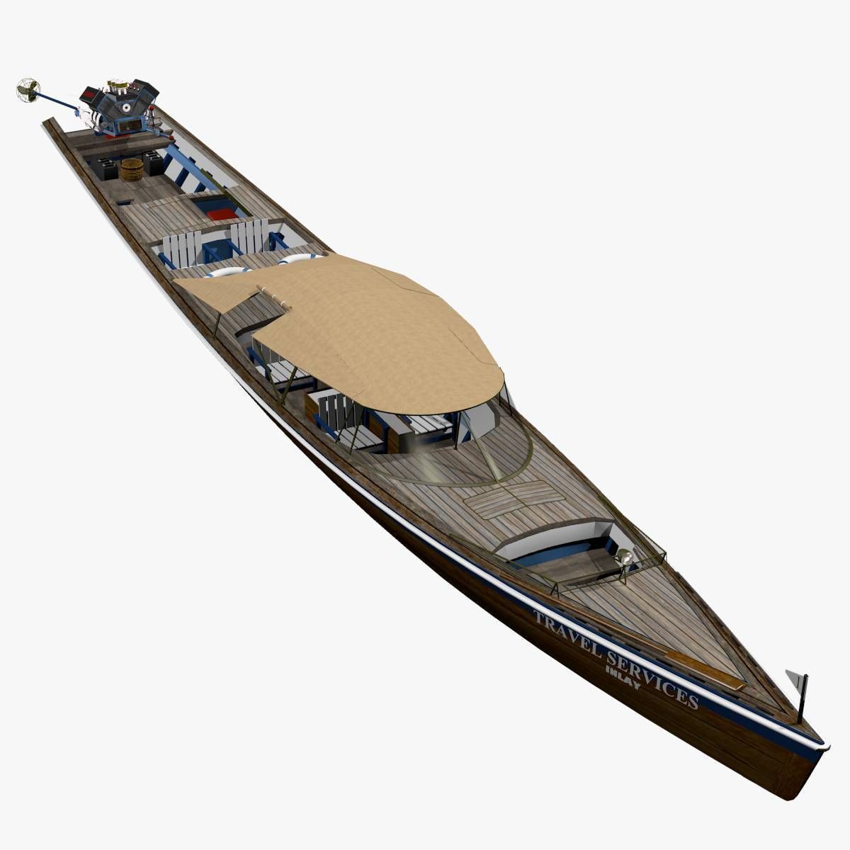 Long Tail Canoe 3D model_14